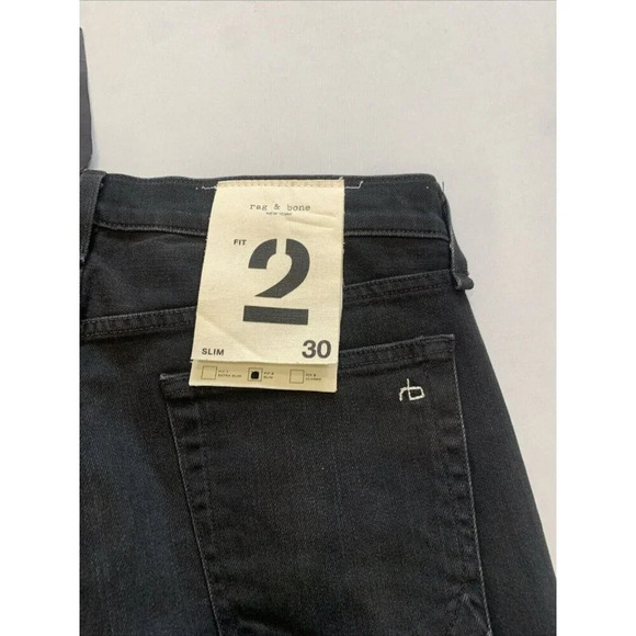 Rag & Bone Men's Black Fit 2 Slim Fit Jeans Size 30x34 NWT - Picture 13 of 16